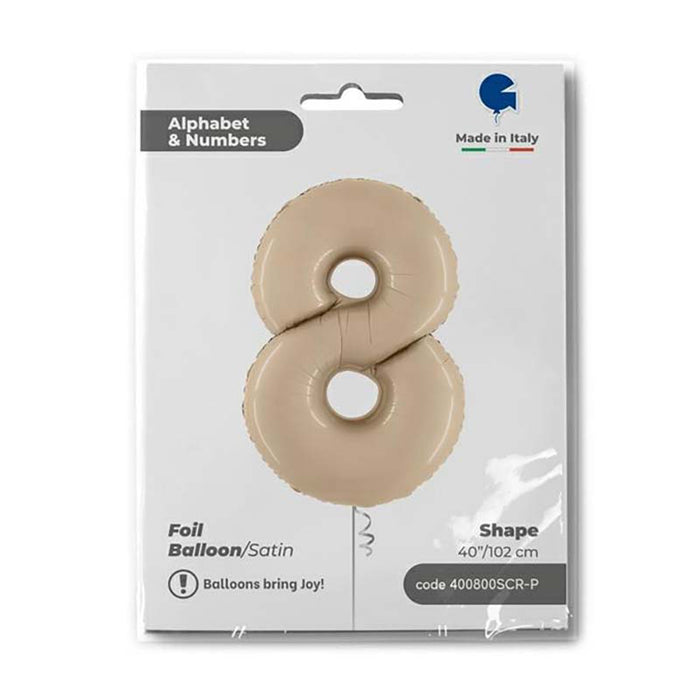 Riesenzahl Folienballon 40"/102cm | Satin Cream #8