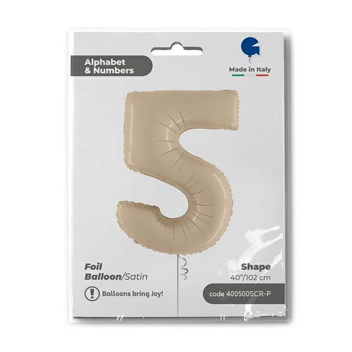 Riesenzahl Folienballon 40"/102cm | Satin Cream #5
