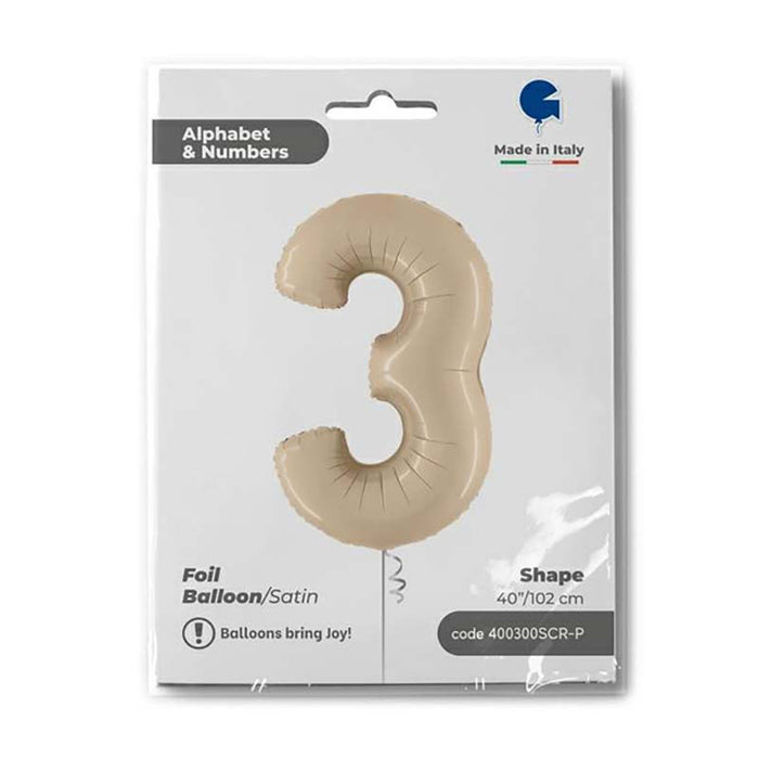 Riesenzahl Folienballon 40"/102cm | Satin Cream #3