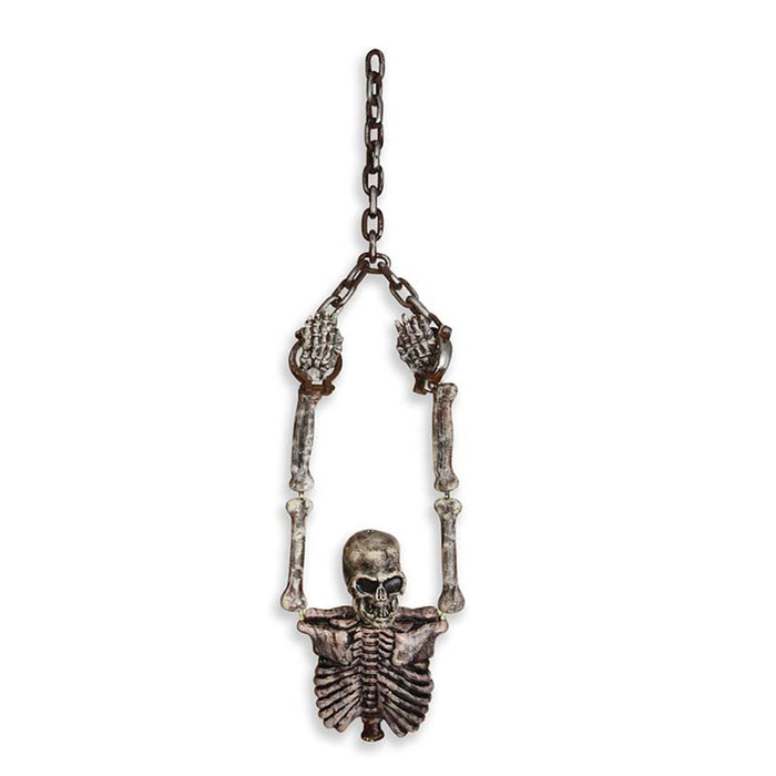 Halloween Skelett an Kette  Hängende Grusel Deko  Realistisches Knochengerüst  56 cm