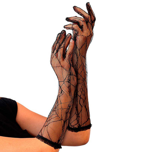 Handschuhe Schwarz Spinnennetz — feiermeier