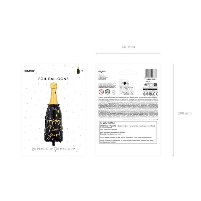 Shape Folienballon "Happy New Year" Flasche | 98cm