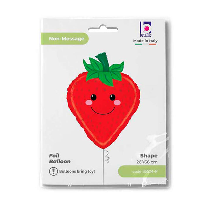 26 Shape Folienballon "Erdbeere" | 66 cm