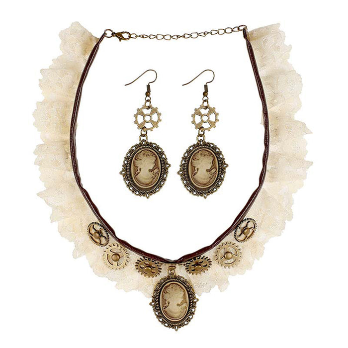 Schmuck Set Steampunk Halsband und Ohrringe