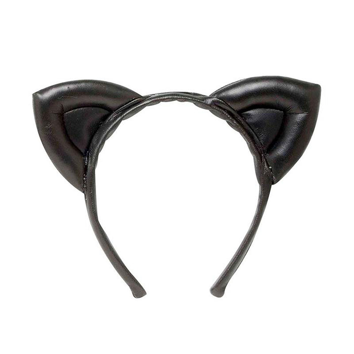 Haarreif mit Katzenohren | Lederlook Schwarz