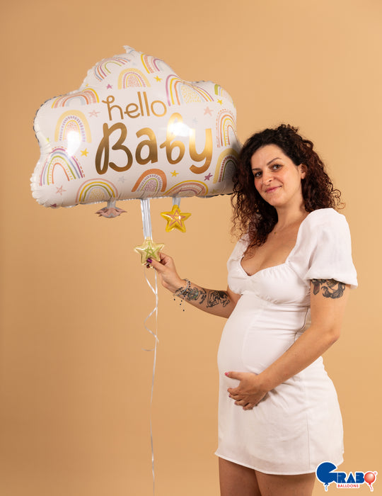 Shape Folienballon "Hello Baby" Wolke | 71 cm