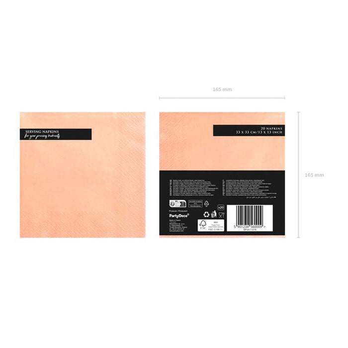 Servietten Uni 33x33 cm/ 20St. Lachsrosa