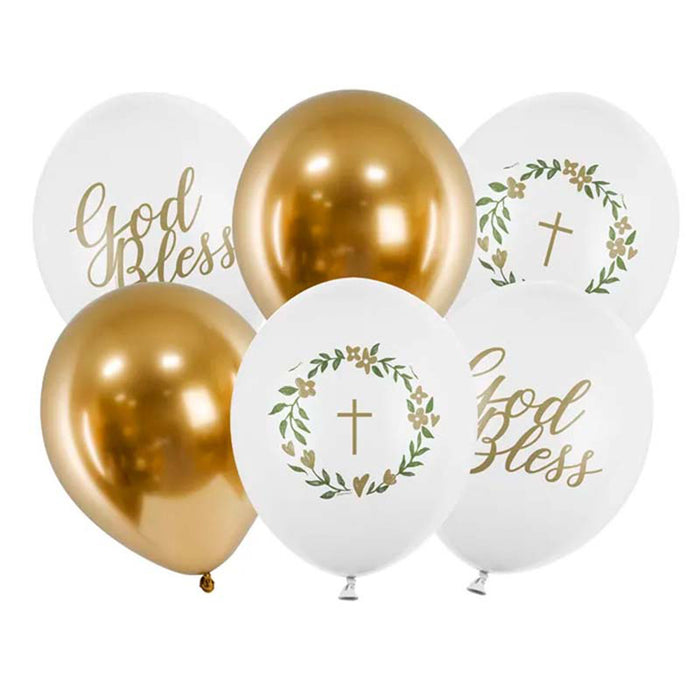 6 Stk. Luftballon Ø30cm "God Bless" | Mix