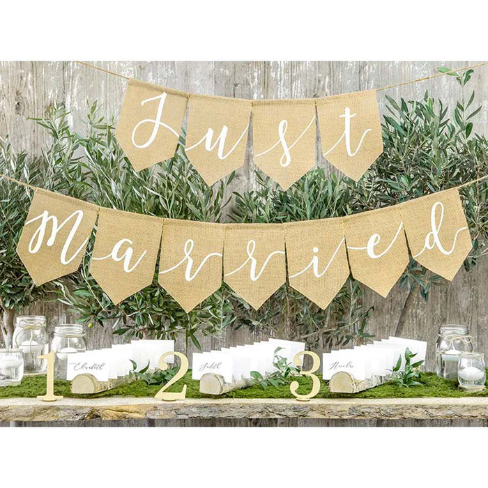 Buchstabengirlande Just Married, Jute, 23x185cm