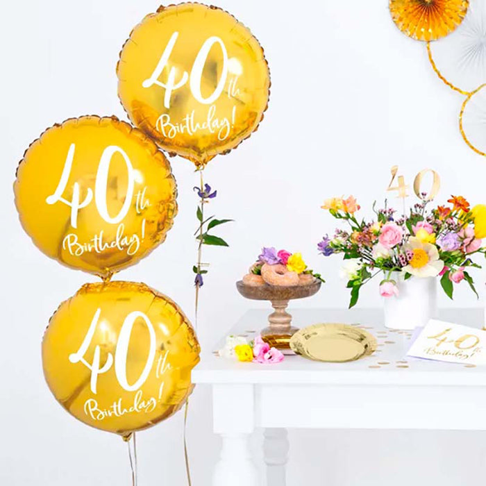 ABC18 Folienballon "40th Birthday" | Ø 45 cm Gold