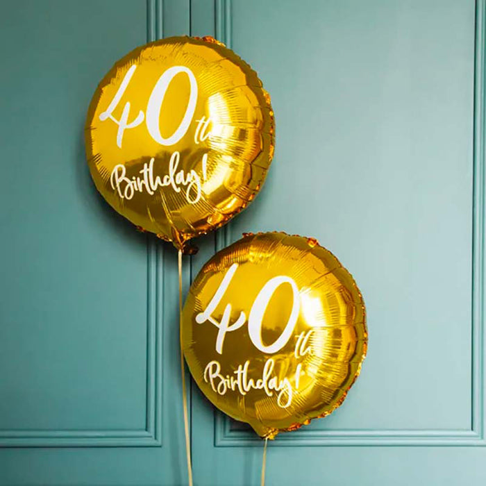 ABC18 Folienballon "40th Birthday" | Ø 45 cm Gold