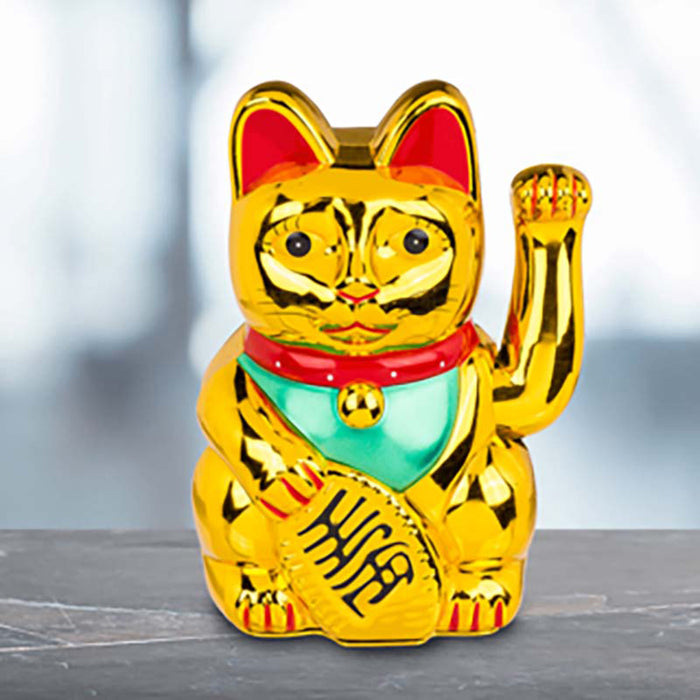 Dekoelement Winkekatze 20 cm gold