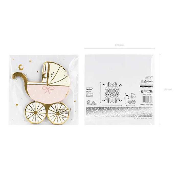 Servietten Kinderwagen hellrosa 14x15 cm/20St.