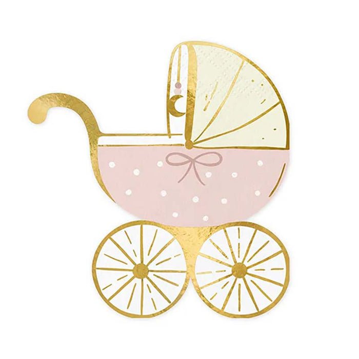 Servietten Kinderwagen hellrosa 14x15 cm/20St.