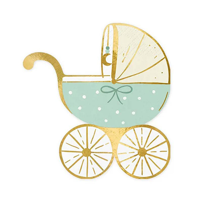 Servietten Kinderwagen hellblau 14x15 cm/20St.