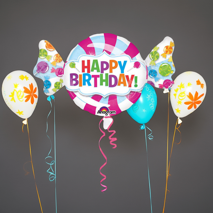 Shape Folienballon "Happy Birthday" Sweet Candy | 101 x 60 cm