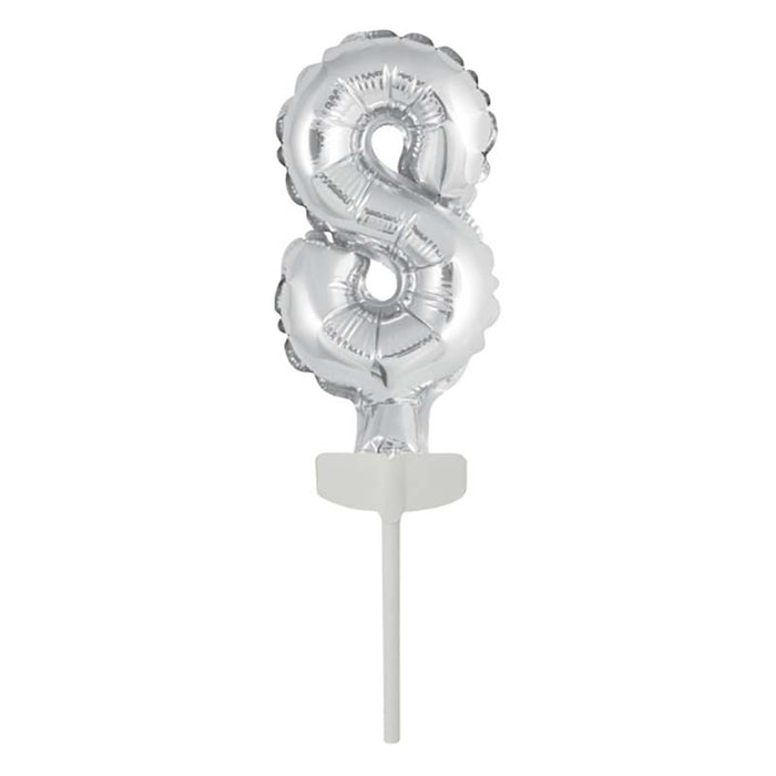 Tortendeko Ballonzahl, ca.11cm #8 Silber