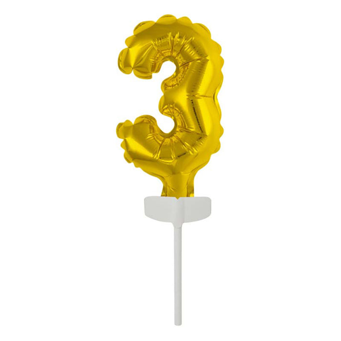 Tortendeko Ballonzahl, ca.11cm #3 Gold