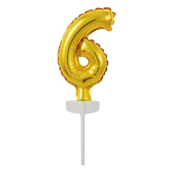 Tortendeko Ballonzahl, ca.11cm #6 Gold