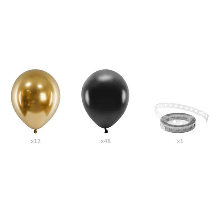 Luftballon Ballongirlande 200cm | Schwarz-Gold