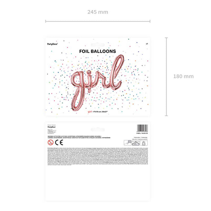 Folienballon Schriftzug "Girl" 77x70cm | Roségold