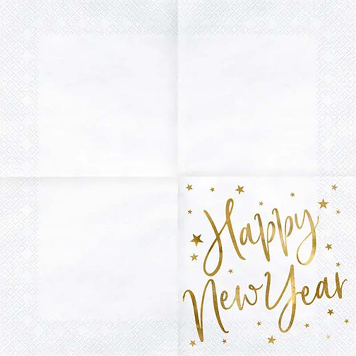 Servietten Happy New Year 20Stk/33x33cm Weiß
