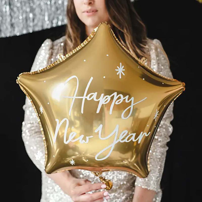 ABC18 Stern "Happy New Year" | Ø 45 cm Gold