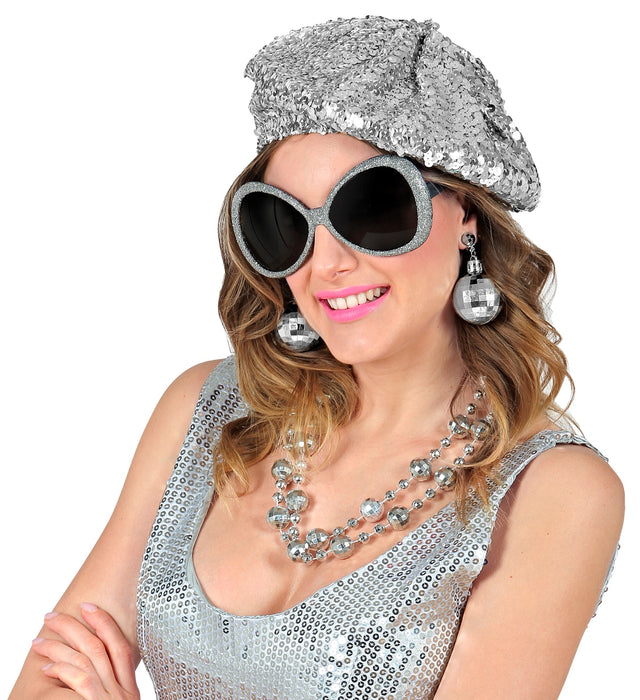 Halskette "Discokugel" Partyschmuck | Silber