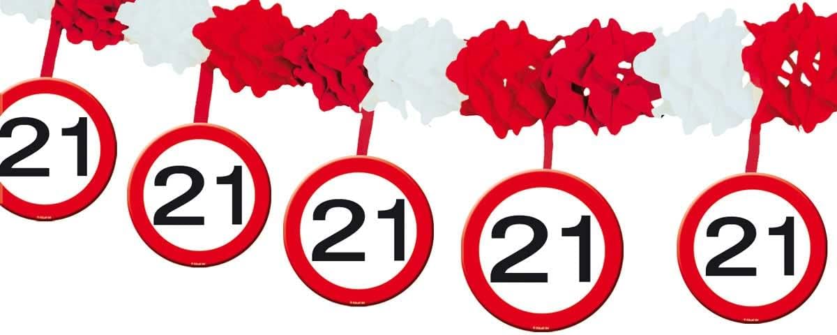 Girlande Verkehrsschild 21. Geburtstag