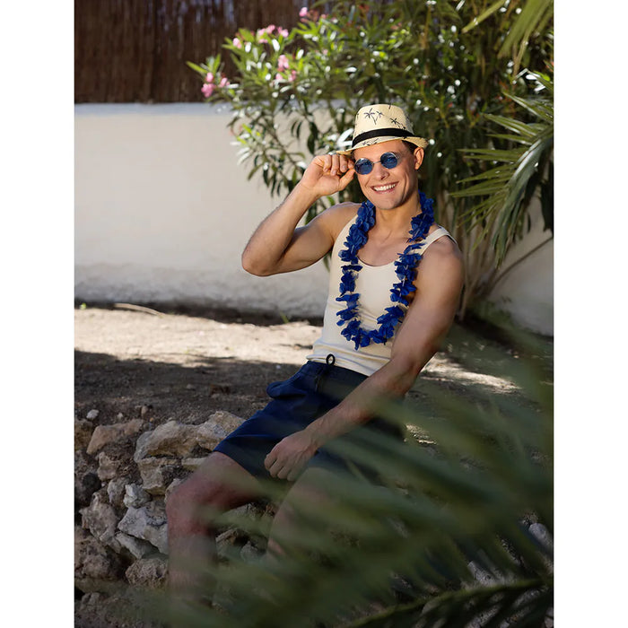 Hawaii Blumenkette "Ohana" zum Südsee Kostüm | Blau