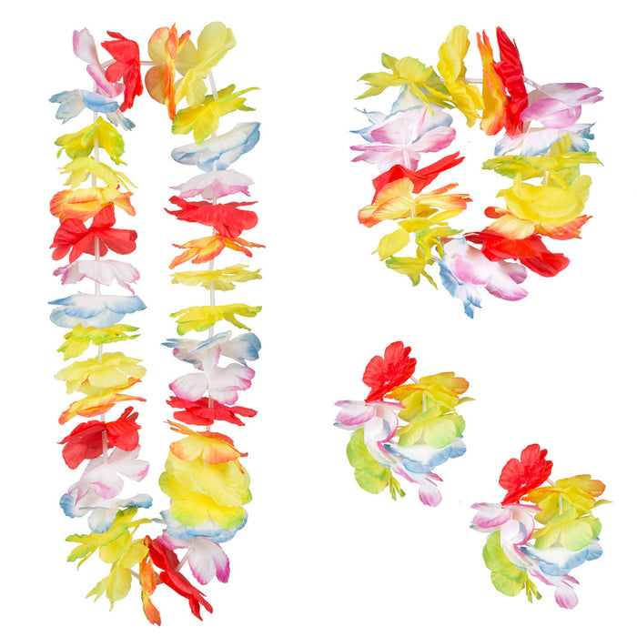 Hawaii Party Kostüm Set "Tropical" 4-teilig | Mehrfarbig