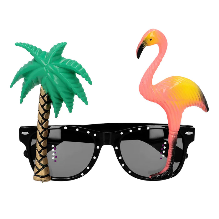 "Hawaii" Partybrille - Palme und Flamingo | Mehrfarbig