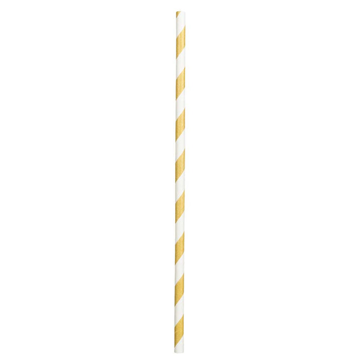 Papierstrohhalme 20 Trinkhalme - 20 cm | Gold Weiß