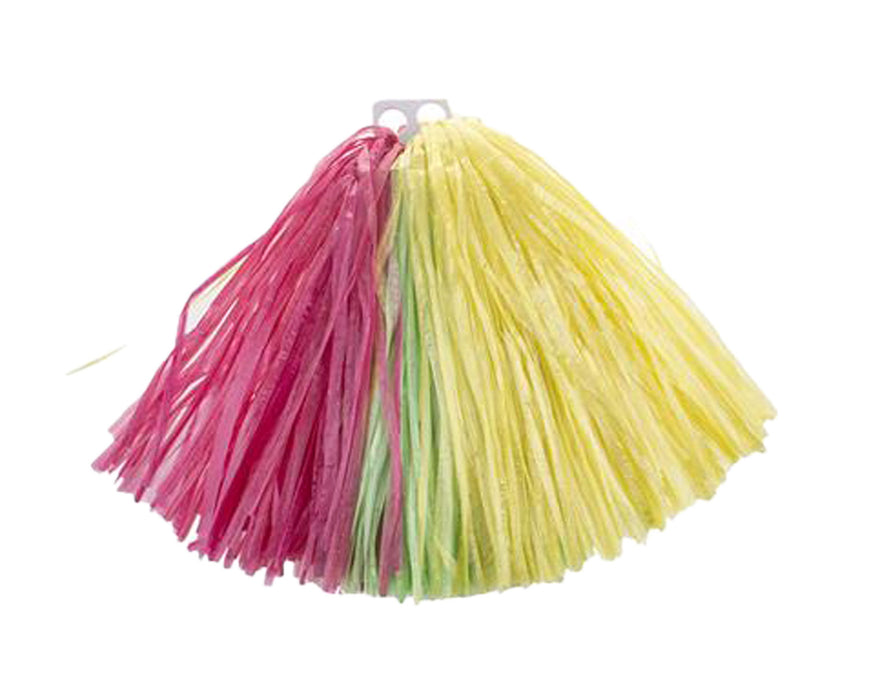Cheerleader Pompon mit Ringgriff - 1 Stück | Grün Gelb Rosa