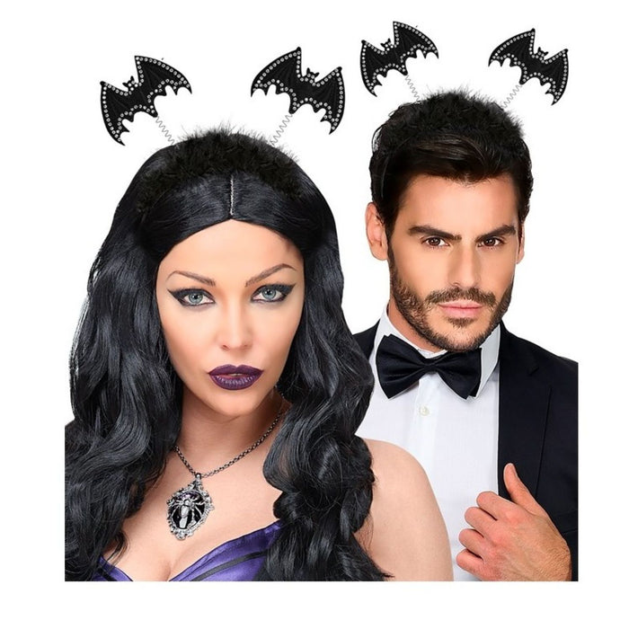 Halloween "Strass Haarreif Fledermaus" | Schwarz