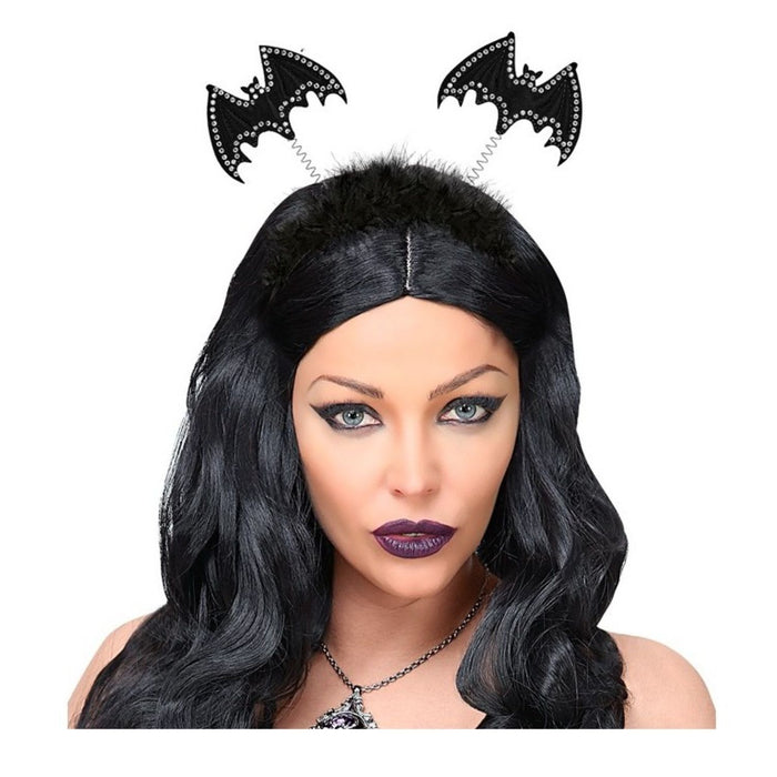 Halloween "Strass Haarreif Fledermaus" | Schwarz