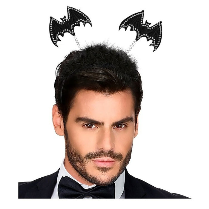 Halloween "Strass Haarreif Fledermaus" | Schwarz