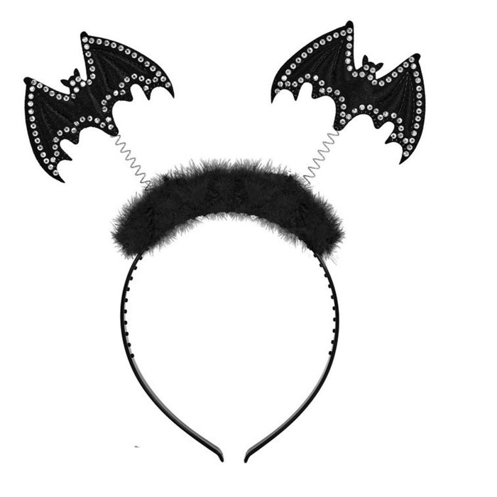 Halloween "Strass Haarreif Fledermaus" | Schwarz