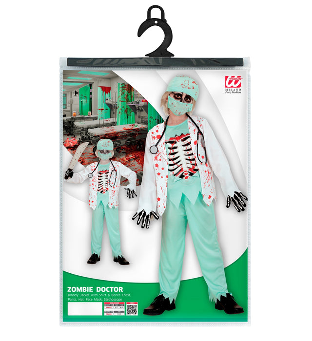 "Zombie Doktor" Halloween Kinderkostüm | Anzug Grün Weiß