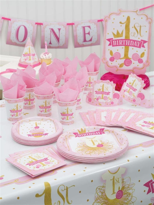 Partyhut 1st Birthday Pink/Gold 6Stk.