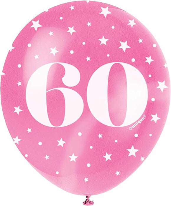 Latexballon Zahl #60 ca.30/33cmØ/ 5St. HB Bunt