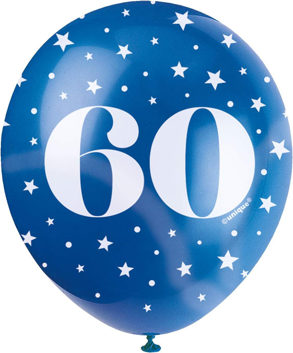 Latexballon Zahl #60 ca.30/33cmØ/ 5St. HB Bunt