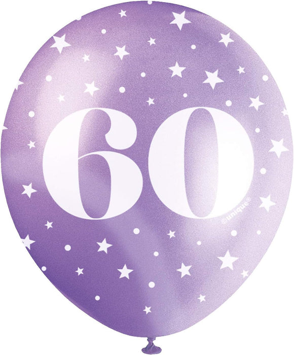 Latexballon Zahl #60 ca.30/33cmØ/ 5St. HB Bunt