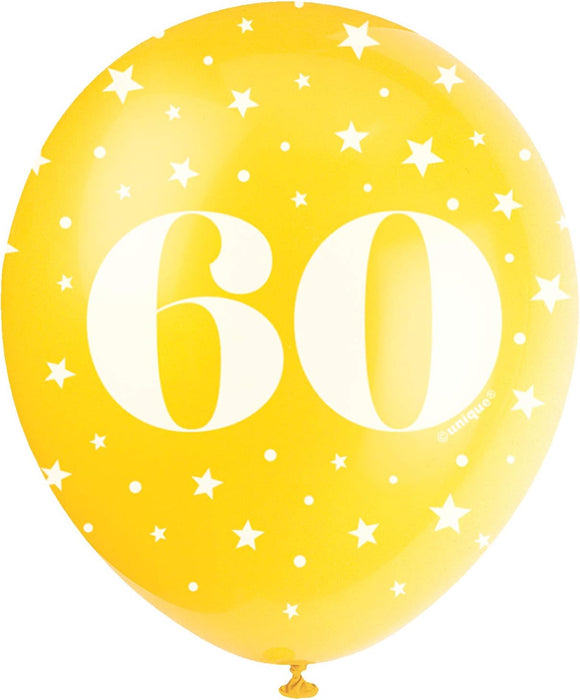 Latexballon Zahl #60 ca.30/33cmØ/ 5St. HB Bunt