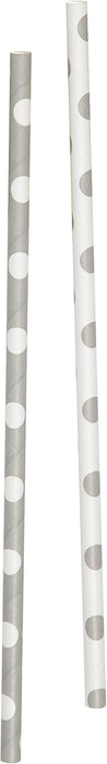 Strohhalm Papier Dots 10Stk. Silber