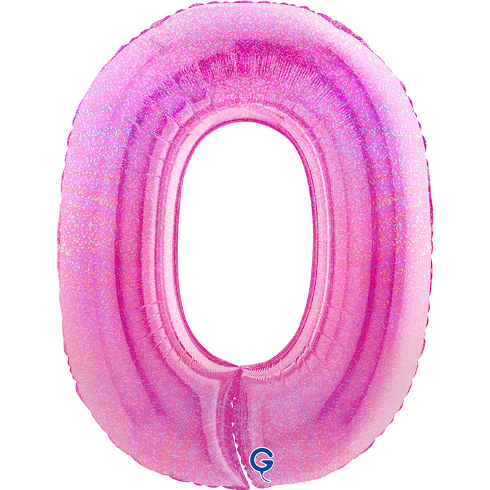 Riesenzahl Folienballon 40"/102cm | Holo Pink