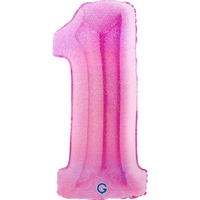 Riesenzahl Folienballon 40"/102cm | Holo Pink