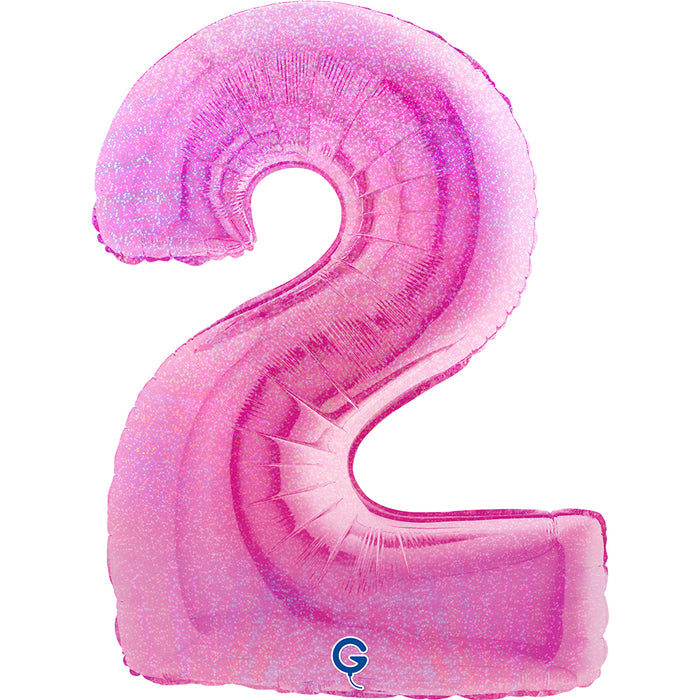 Riesenzahl Folienballon 40"/102cm | Holo Pink