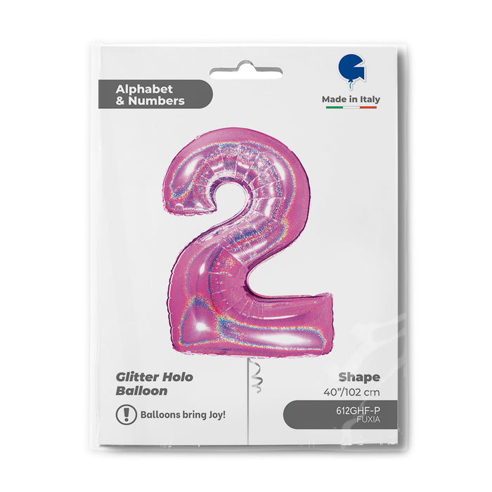 Riesenzahl Folienballon 40"/102cm | Holo Pink #2