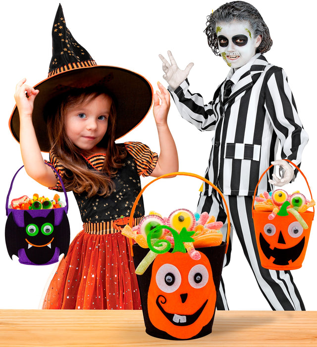 Halloween Korb Betteltasche "Verrückter Kürbis" | Schwarz Orange